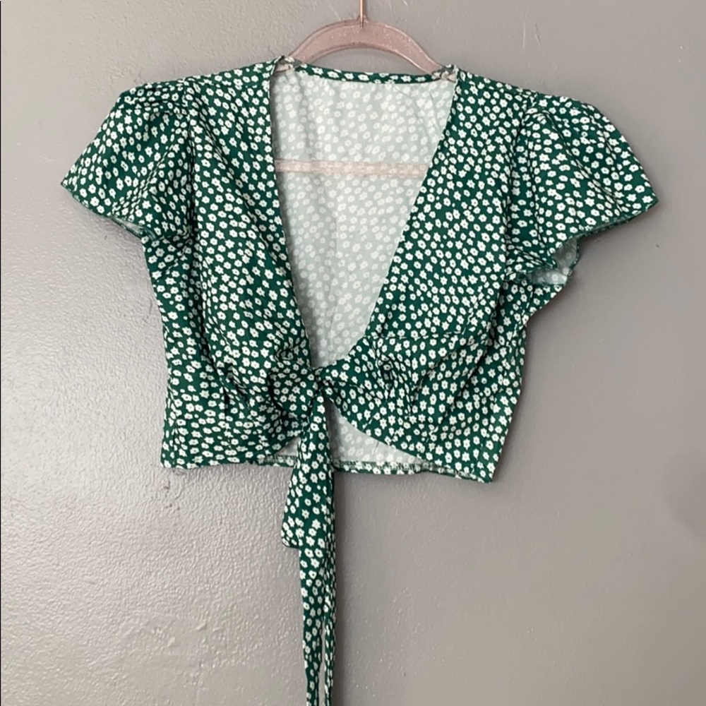 SHEIN Green two piece flower outfit